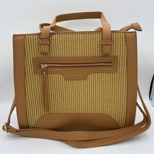 LONDON FOG MIA- Textured Woven Brown and Tan Handbag